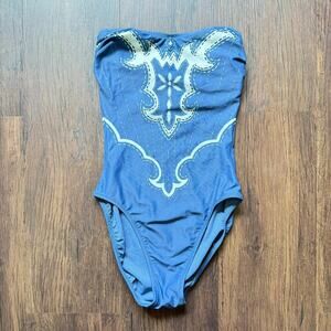 Diva by Rachel Pappo Vintage One Piece Swimsuit Blue Made in Israel